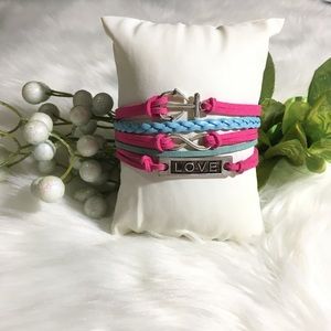Pink & Blue Love Is Forever An Anchor Bracelet